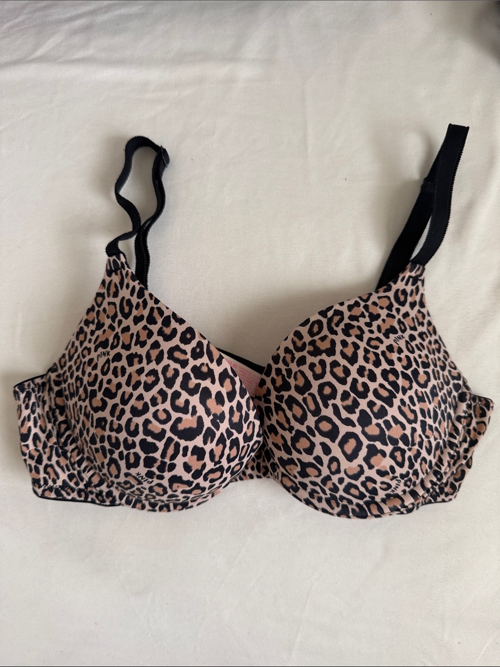PINK Victoria's Secret Pink and Black Leopard Push-Up Bra